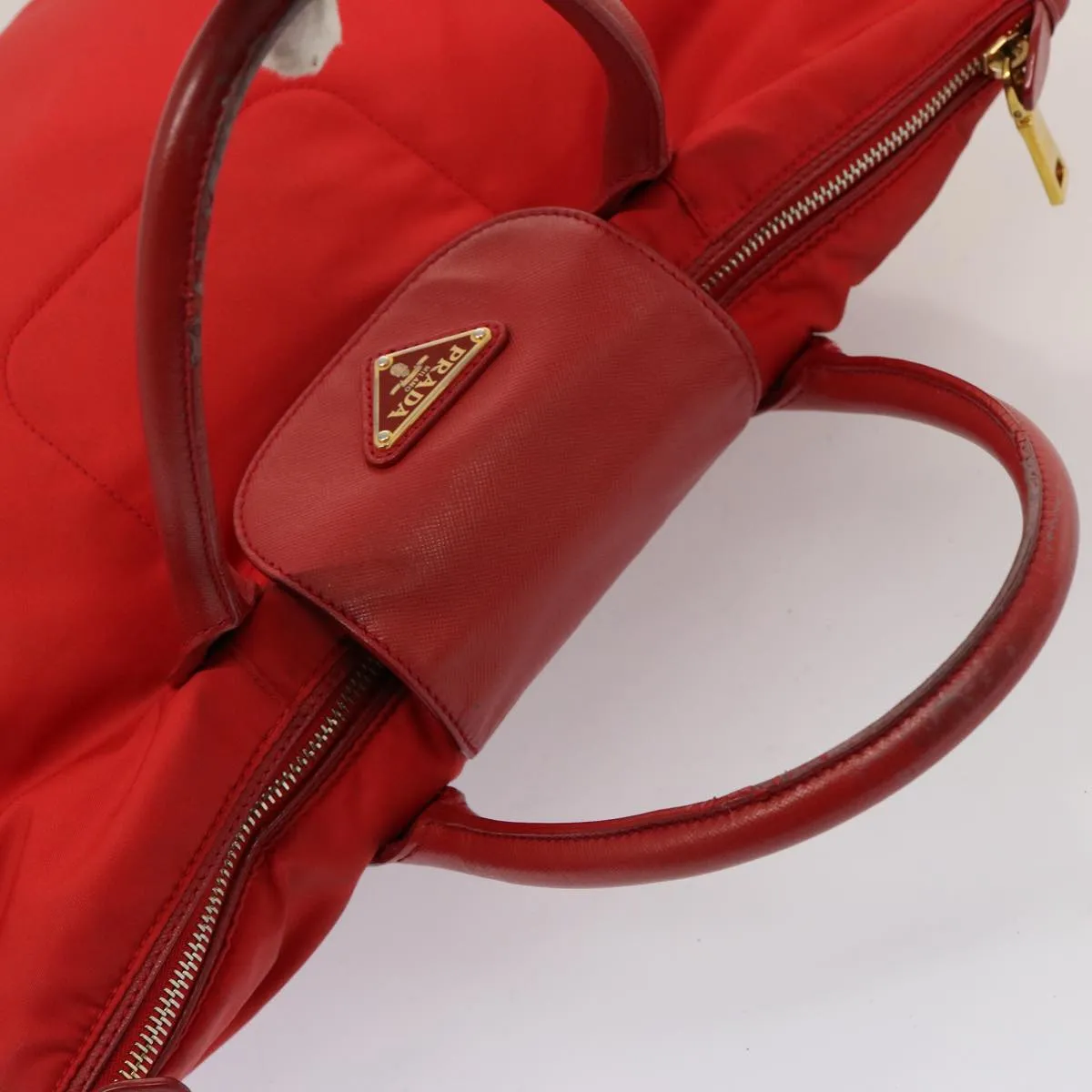 Trendy Inspired Prada Tote Bag Nylon Red Auth 75649