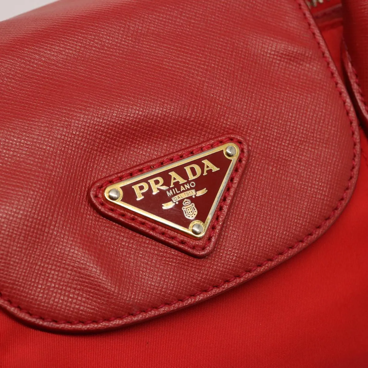 Trendy Inspired Prada Tote Bag Nylon Red Auth 75649