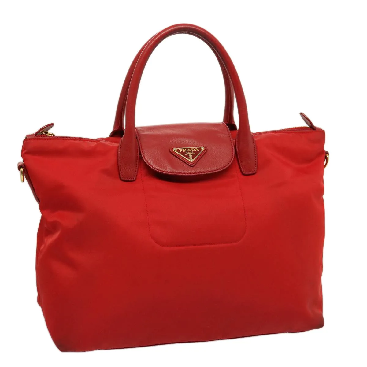 Trendy Inspired Prada Tote Bag Nylon Red Auth 75649