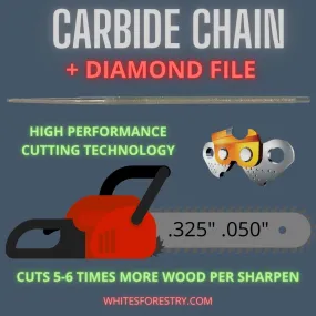 Tungsten Carbide Chain   Diamond File, .325" .050" Full Chisel