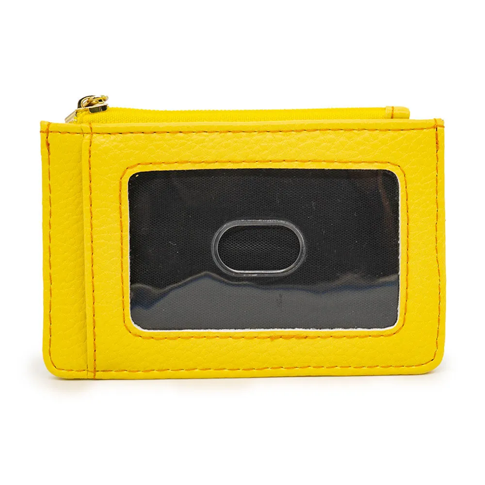 Wallet ID Card Holder - Disney Signature D Debossed Yellow PU with Gold Metal D Icon